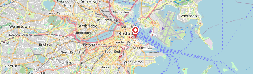 Map of Boston showing the store location